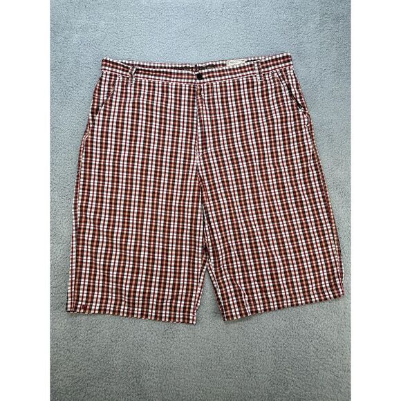 PACO JEANS Mens Size 40 Red White Black Plaid 100% Cotton Bermuda Shorts Y2k VTG - Picture 1 of 9